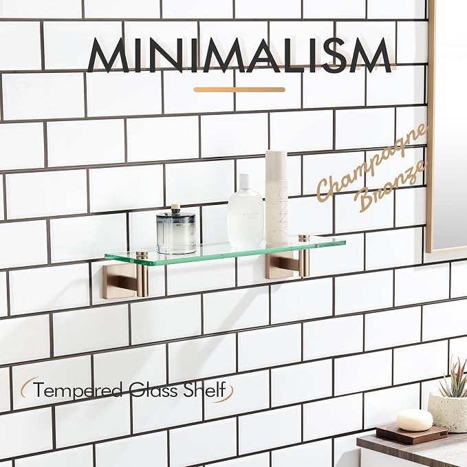 KOKOSIRI Wall Shelves Bathroom Hardware Glass Floating Shelf 16-Inch - Image 4