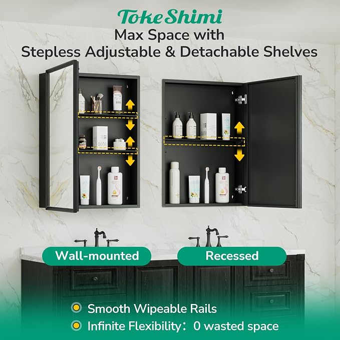 TokeShimi 24 x 32 Black Medicine Cabinet - Image 6