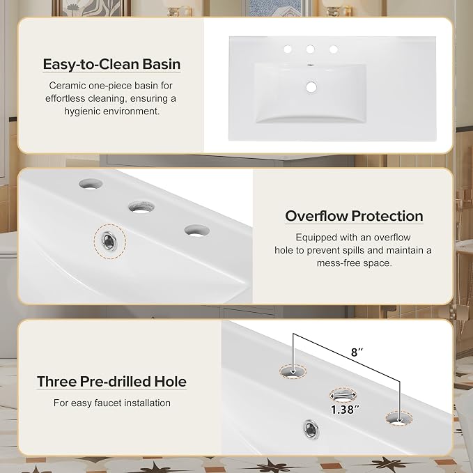 Harper & Bright Designs 36" Bathroom Vanity - Image 7