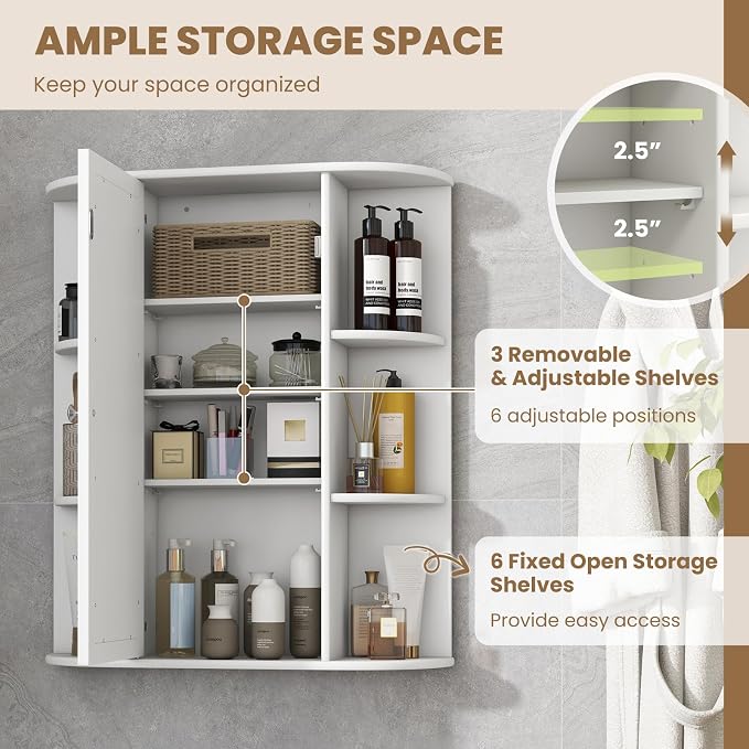 Tangkula Bathroom Medicine Cabinet, Wall Mounted Storage Cabinet - Image 7