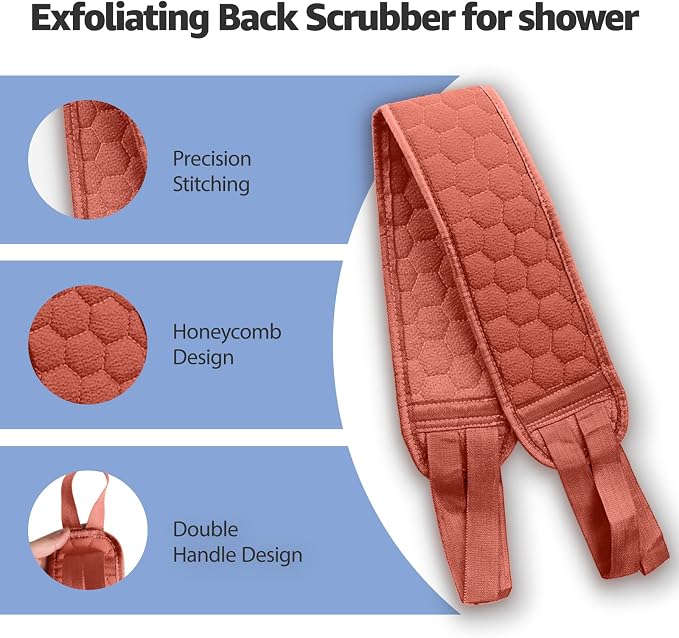 Back Scrubber for Shower with Handles, 40 Inch Extra Long Double-Sided - Image 3