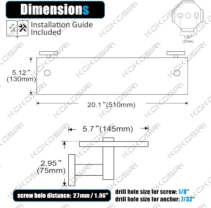 KOKOSIRI Wall Shelves Bathroom Hardware Tempered Glass Floating Shelf Hanging - Image 3
