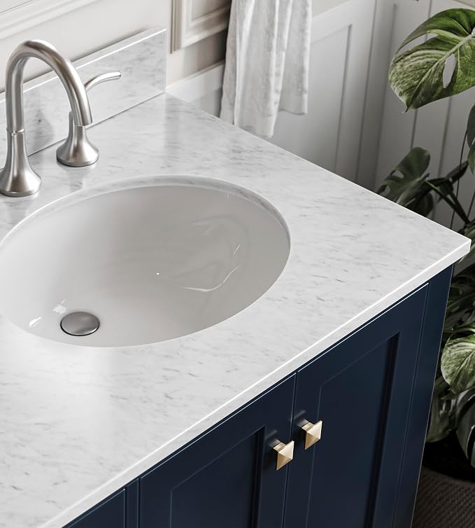 ARIEL Cambridge 61 Inch Midnight Blue Bathroom Vanity Double Sink, Solid Wood - Image 7