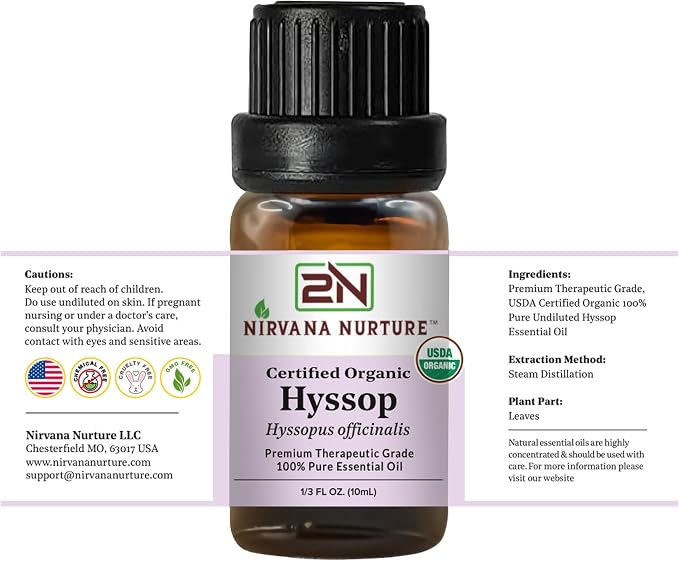 Hyssop Essential Oil USDA Certified Organic, 100% Pure Natural Premium Grade - Image 8