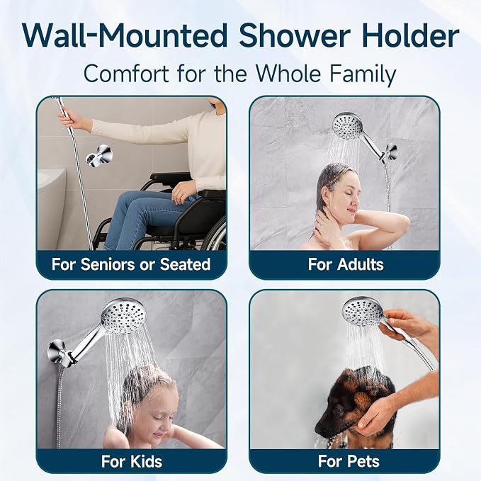 BRIGHT SHOWERS Strong Adhesive Shower Head Holder - Image 4