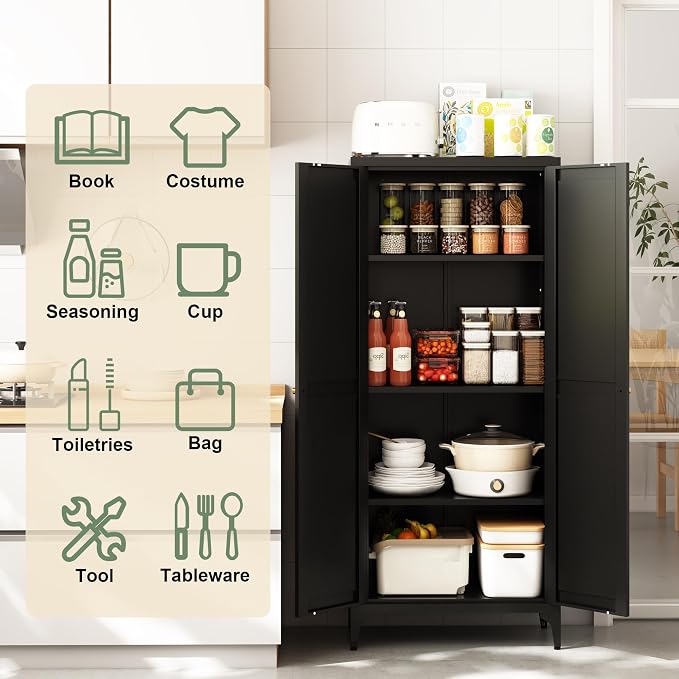65"Tall Kitchen Pantry Storage Cabinet, 5 Tier Freestanding Kitchen Cupboard - Image 5