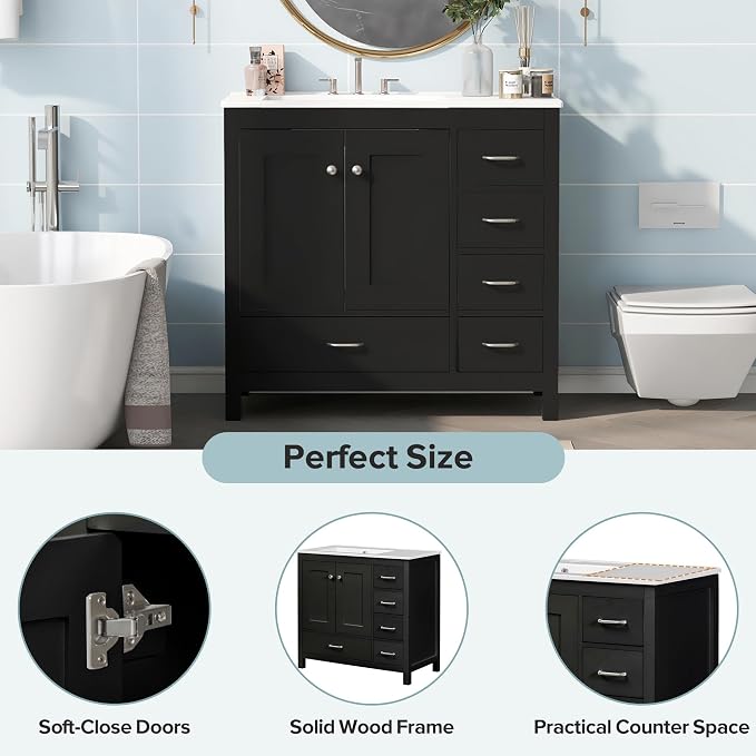Harper & Bright Designs 36" Bathroom Vanity - Image 8