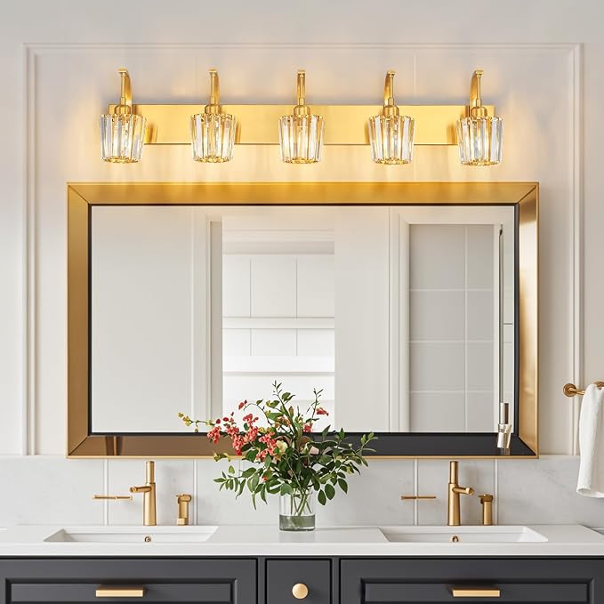 Modern Bathroom Vanity Light, 5-Light Gold Wall Sconce - Image 3