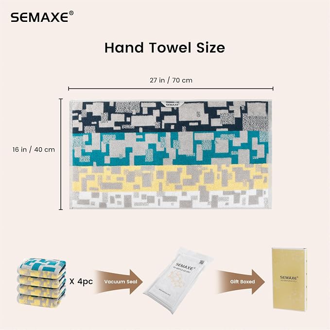SEMAXE Hand Towels for Bathroom, 100% Cotton Towels - Image 2