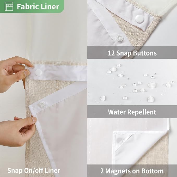No Hook Extra Long Shower Curtain Set - Image 6