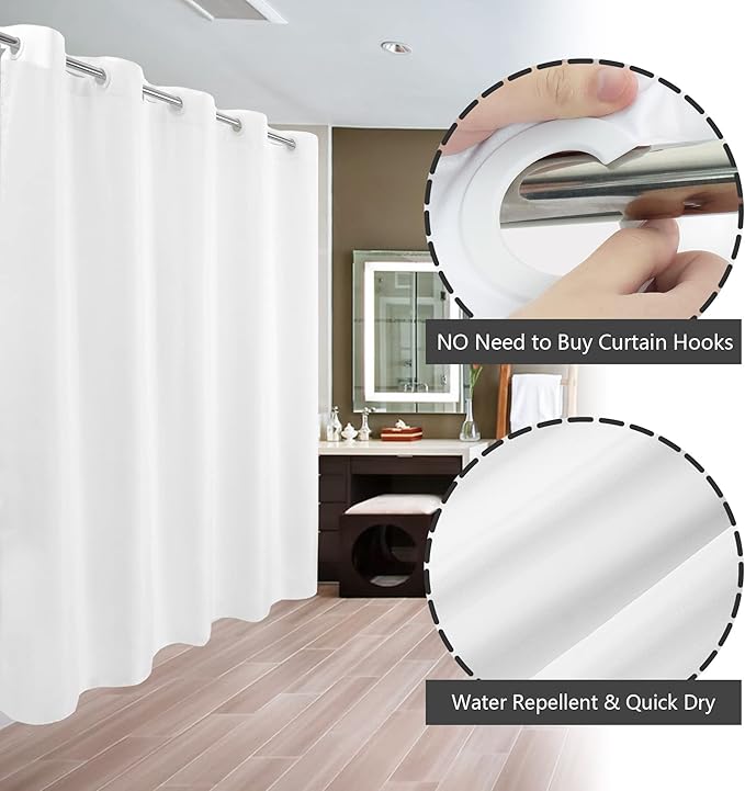 River Dream No Hook Long Shower Curtain or Liner Soft Microfiber - Image 2