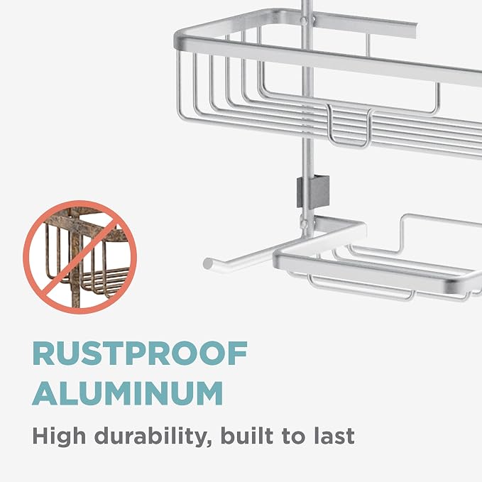 Zenna Home Rustproof Hanging Shower Caddy, Over the Shower Head Caddy - Image 5