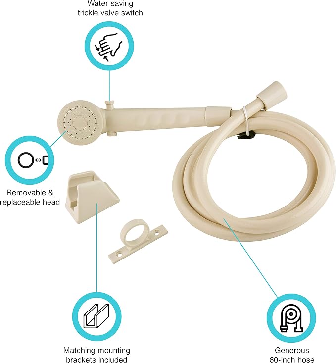 Dura Faucet RV High Pressure Shower Head and 60-inch Hose Kit - Image 2