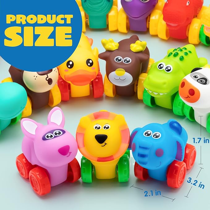 JOYIN Animal Cars, Soft Rubber Car Set Toy, Baby Mini Vehicles, Bath Toy Car - Image 2