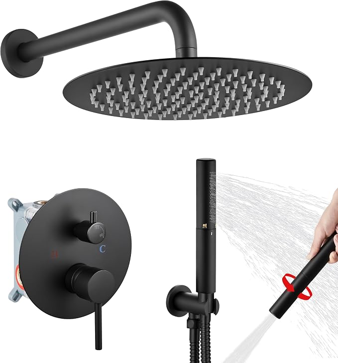 Airuida Shower Fixtures 2 Functions Shower Faucet Set Wall Mounted by Airuida