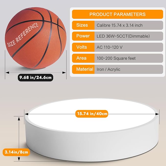 Dimmable LED Flush Mount Close to Ceiling Light Fixture, Living Room Lighting - Image 5