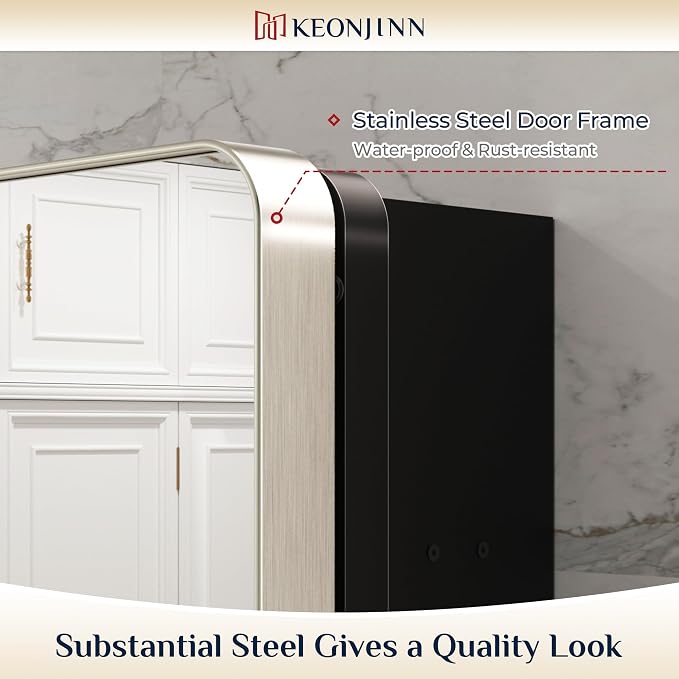 Keonjinn 20 x 26 Inch Brushed Nickel Recessed Medicine Cabinets, Bathroom - Image 4