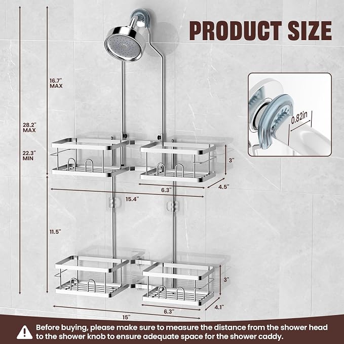 REINHARDT Adjustable Shower Caddy Hanging Rustproof Shower Caddy - Image 5
