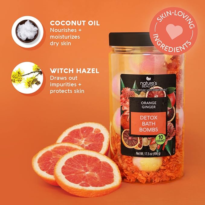 Nature's Beauty Orange Ginger Detox Bath Bomb Gift Set Multi-Pack - Image 2