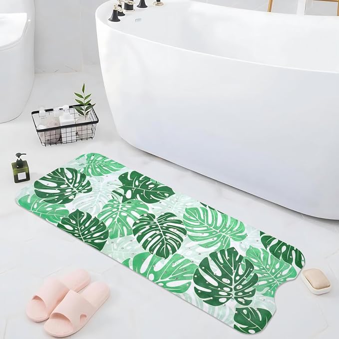 Tropical Leaves Bathtub Mat Non Slip, Boho Bath Tub Mat Baby Bath Mats - Image 7