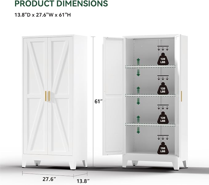 61" Tall Metal Kitchen Pantry Storage Cabinet - Image 3