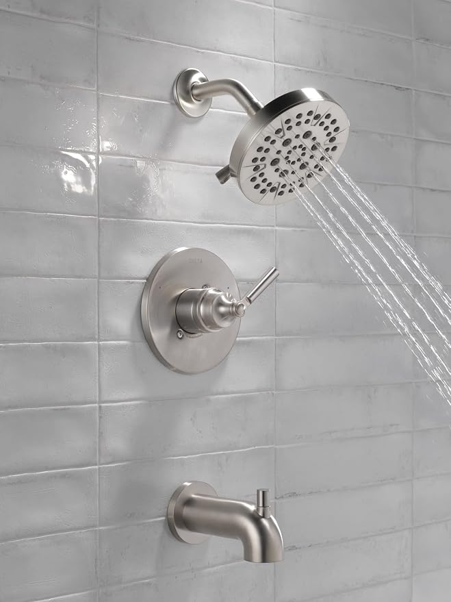 Delta Faucet Saylor 14 Series Brushed Nickel Tub and Shower Faucet Combo - Image 2