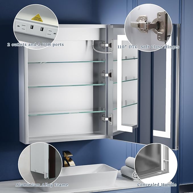 ExBrite LED Lighted Bathroom Medicine Cabinet - Image 8