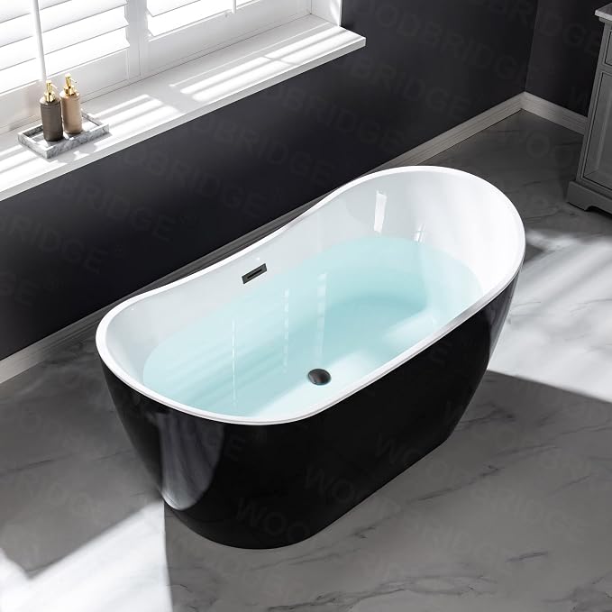 WOODBRIDGE 59" Acrylic Freestanding Bathtub Contemporary Soaking Tub, BTA1816-MB - Image 3