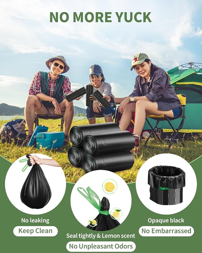 25 Portable Camping Toilet Bags Drawstring, 8 Gal Compost Bags - Image 5