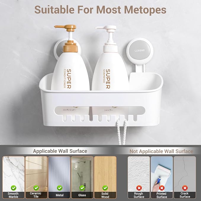 LUXEAR 3 Pack Shower Caddy Suction Cup Set - Image 7