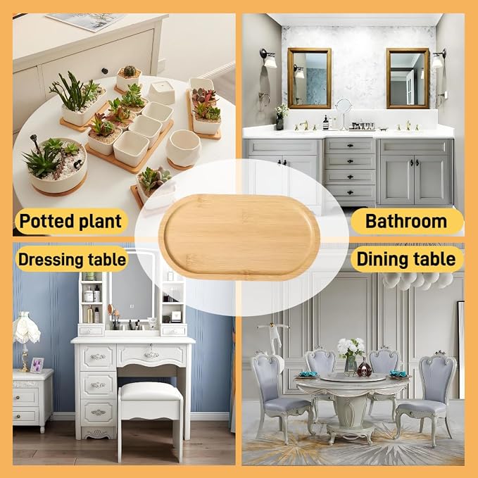 3PCS Bamboo Bathroom Trays - Image 3