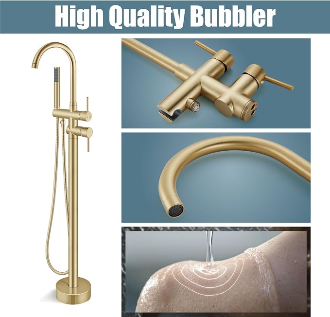 Aolemi Floor Mount Bathtub Faucet Freestanding Tub Filler Standing High Flow - Image 4