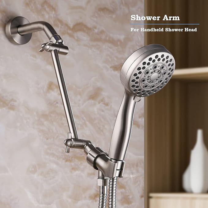 Shower Head Extender, Adjustable Shower Head Extension Brushed Nickel, - Image 6