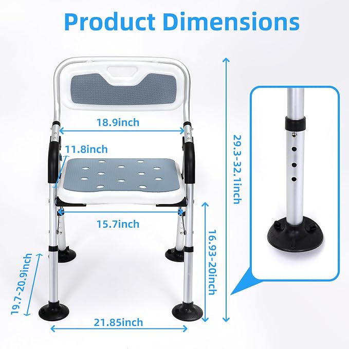 Shower Chair for Inside Shower, Foldable Shower Chair for Elderly and Disabled - Image 3