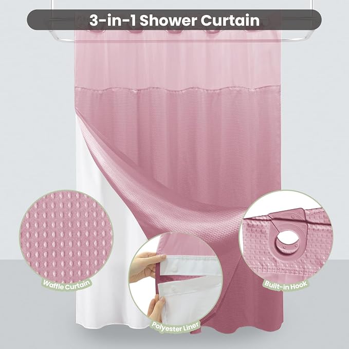 Inhousolu No Hook Shower Curtain - Image 2