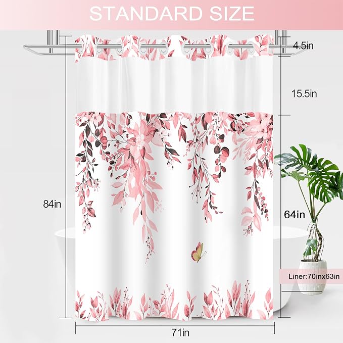 No Hook Shower Curtain and Liner Set, Bath Curtain Sets - Image 7