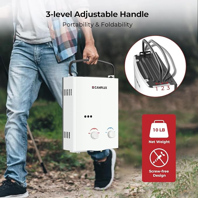 CAMPLUX Tankless Water Heater Outdoor, 1.32 GPM Portable Propane Camping Water - Image 4
