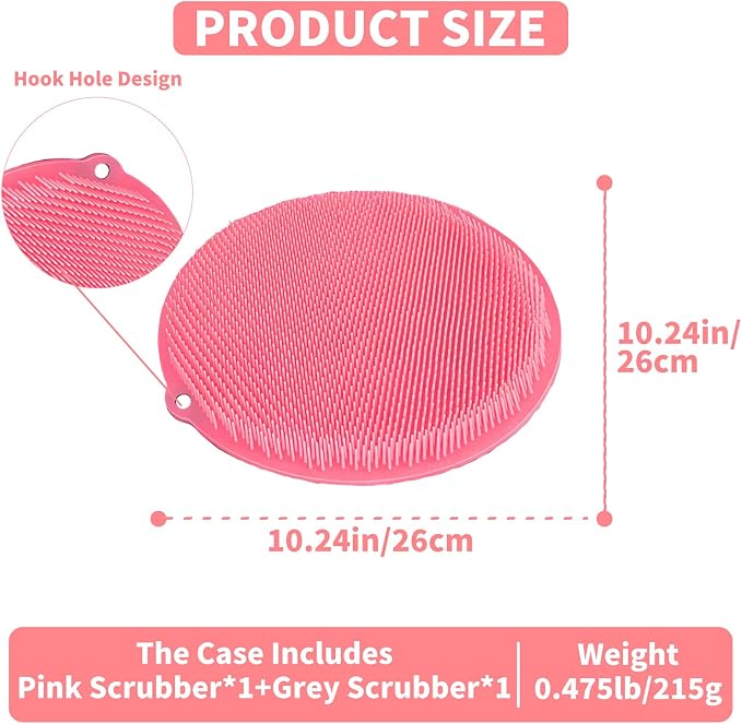 2 Pack Shower Foot Scrubber & Shower Back Scrubber Wall Mounted - Image 2