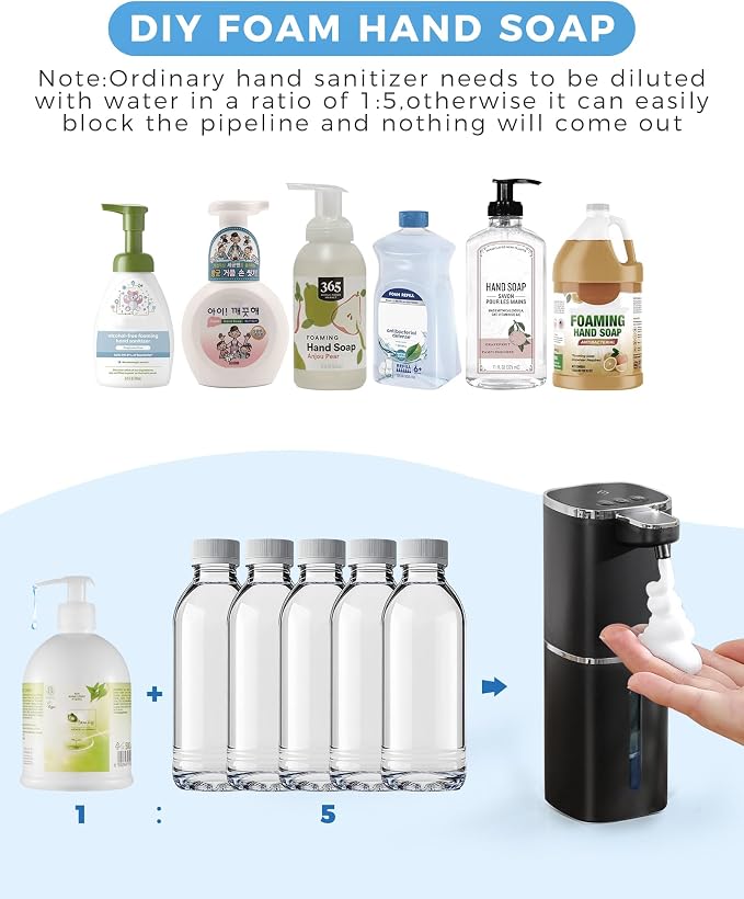 2 Pack Automatic Foaming Soap Dispenser, 12.8oz Rechargeable, Adjustable Foam - Image 7