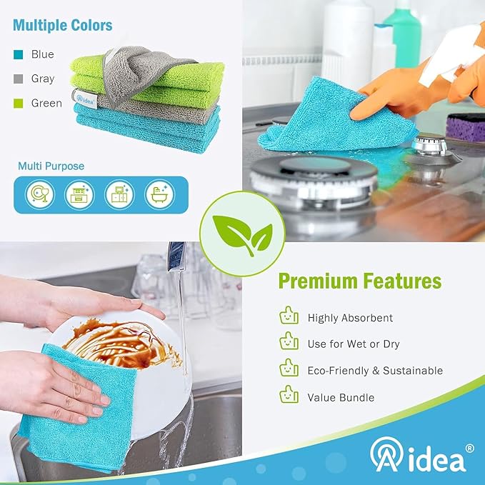 AIDEA Microfiber Cleaning Cloth-8PK, Soft Microfiber Towels - Image 6