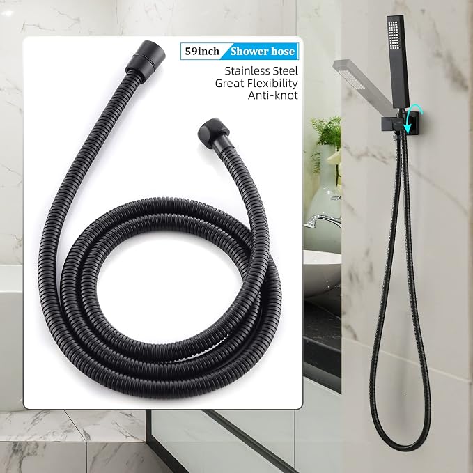 Matte Black Full Body Rain Shower System 16 Inch Ceiling Mount Dual Function - Image 7