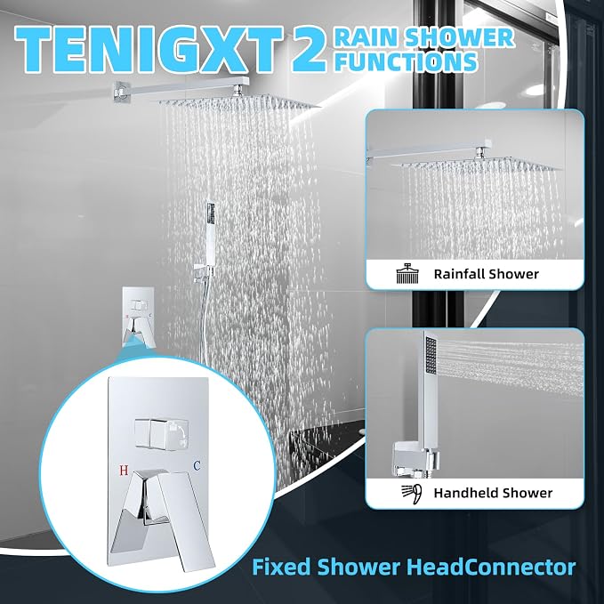 Bathroom Shower Faucet Set，12 Inch Rain Shower Head - Image 2