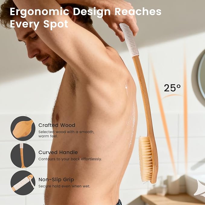 Bamboo Back Scrubber for Shower - Image 4