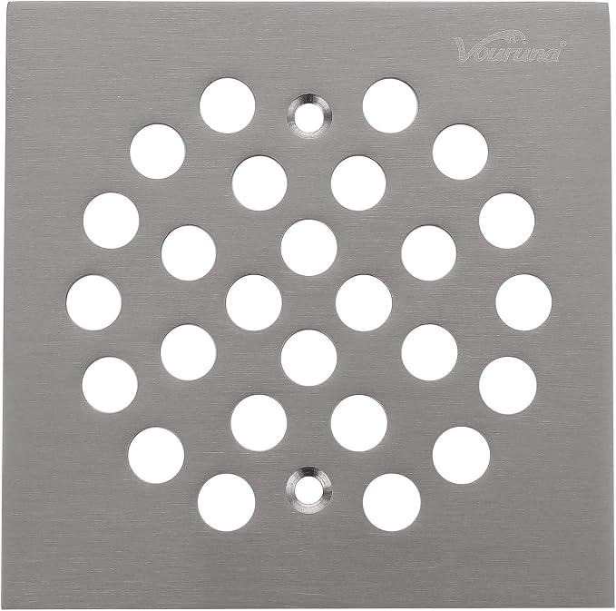 Square 4-1/4 inch Screw-in Shower Floor Drain Grate Strainer by vouruna