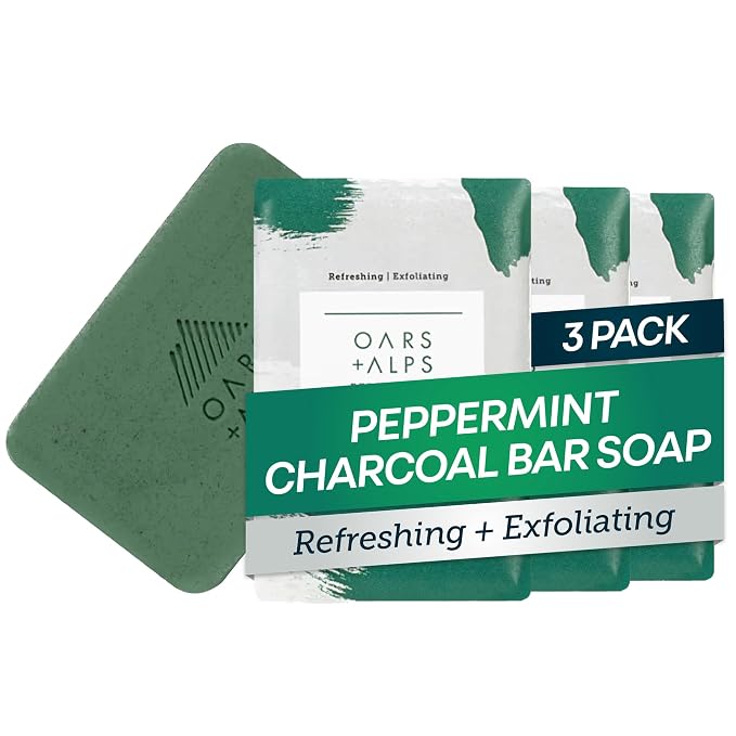 Oars + Alps Peppermint Charcoal Exfoliating Bar Soap by OarsAlps