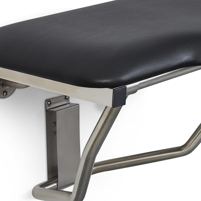 28" x 22.5" Black Padded Cushion Wall Mount Folding Left-Handed Transfer Bench - Image 3