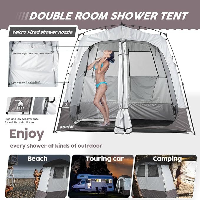 Camping Shower Tent Deluxe Changing Room Easy Set Up Privacy Shelter, Large - Image 2