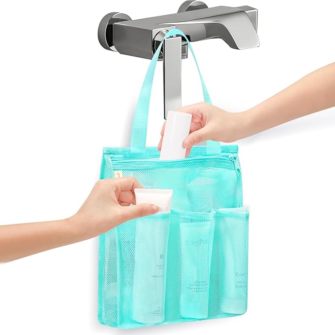 Mesh Shower Caddy Portable, Gym Travel Camp Dorm Room Essentials by famichan