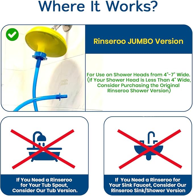 Rinseroo JUMBO Shower Cleaning Thing – Slip-On Handheld Hose Attachment - Image 6
