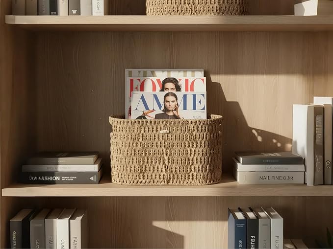 Paper Rope Basket for Toilet Paper Storage, Hand-Woven Wicker Basket for - Image 5